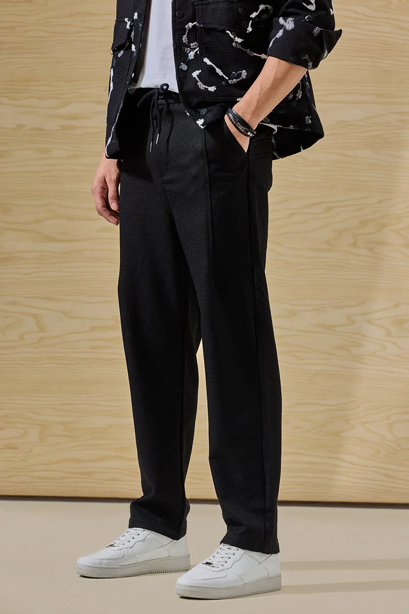 سنيتش Black Mid Rise Slim Fit Trousers